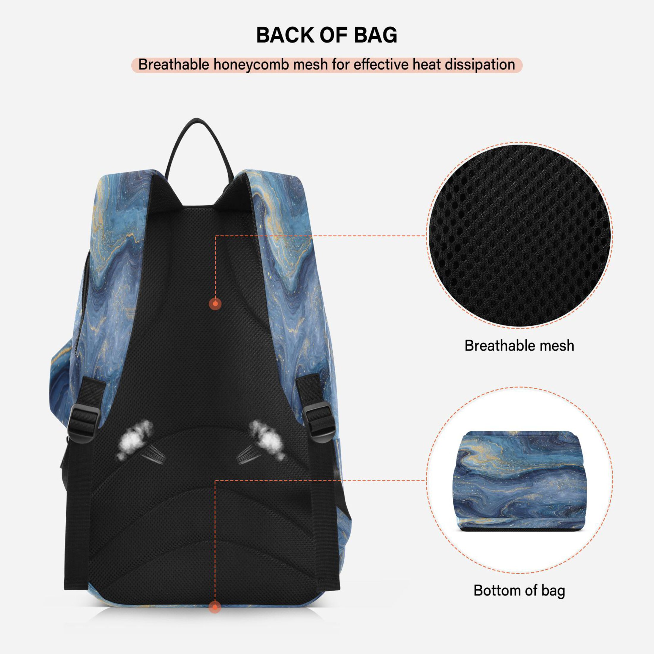 2 Racquet Holder Tennis Backpack Tennis Racket Covers Gym Bags Star Marble Swirls