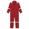 thumbnail image 3 of iixpin Men's Lightweight Work Coveralls One Piece Cotton Reflective Safety Mechanics Jumpsuits Workwear Red M/165, 3 of 5