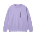 thumbnail image 4 of Fnooota Men's Crew Neck Sweatshirts, Zipper Pockets Casual Long Sleeve Pullover Fall Tops Purple Size L, 4 of 7