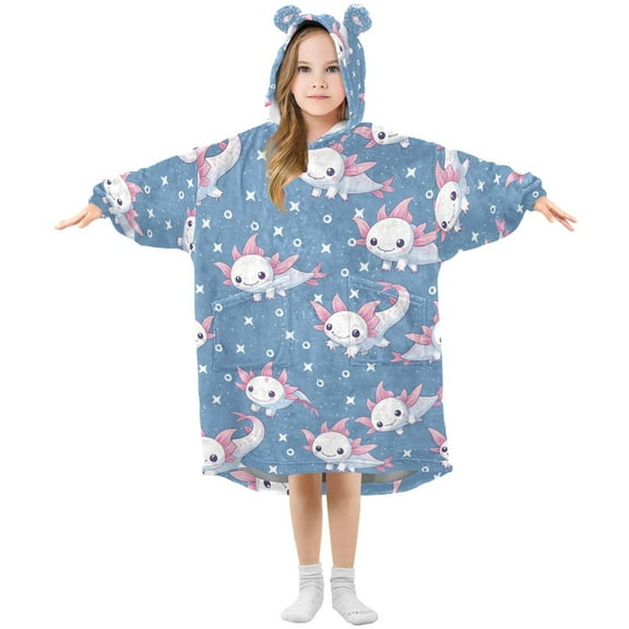 joogoo Wearable Blanket Cute Axolotl Hoodie for Oversized Sherpa Hooded 3-14 YR M