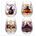 thumbnail image 7 of Halloween Stemless Cup, Halloween Decor, Bat Decorations for Halloween, Halloween Party, 420Ml 14Oz Capacity 4X3.5X3.5 Inch Purple Gold Happy Halloween Printed Tumbler, Wide Mouth, 7 of 7