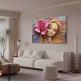 thumbnail image 3 of Pink Flowers Girl Face Painting Canvas Poster Bedroom Decor Sports Landscape Office Room Decor Gift,Frame-style,24x36inch(60x90cm), 3 of 8