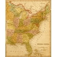 thumbnail image 2 of Vintage Maps 15x18 White Modern Wood Framed Museum Art Print Titled - Eastern USA 1844, 2 of 4