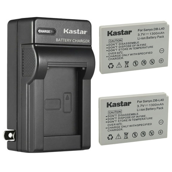 Kastar 2-Pack Battery and AC Wall Charger Replacement for Sanyo DB-L40 DB-L40AU Battery Xacti DMX-HD800 Xacti VPC-HD1 Xacti VPC-HD1A Xacti VPC-HD2 Xacti VPC-HD2A Xacti VPC-HD700 Xacti VPC-HD800 Camera