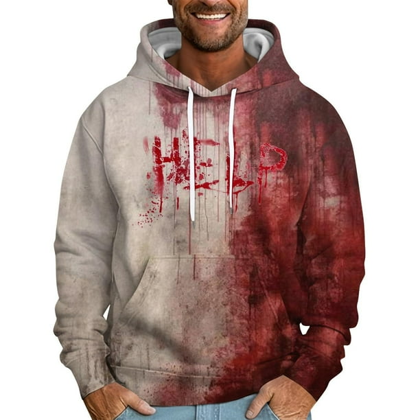 Sudadera con capucha para hombre, informal, a la moda, con estampado, con cordón, de manga larga, de poliéster
