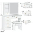 thumbnail image 5 of SUSUchens Vanity Desk Bedroom Dressing Table Makeup Desk Makeup Table with Sliding Mirror,Storage Cabinet with 6 Drawers, Open Shelves, Hidden Storage Space,White, 5 of 8