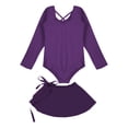 thumbnail image 4 of YONGHS Girls Long Sleeve Leotard with Tutu Skirt Kids Ballerina Ballet Dancewear Dress Outfits Purple 4-5, 4 of 6