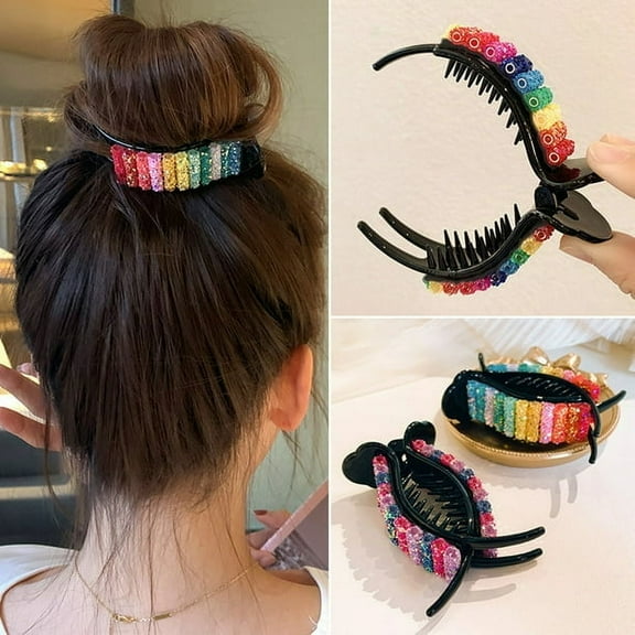 LEAQU Hair Clip Korean Rainbow Hair Clip Big Crabs Ponytail Bun Hairpin Headwear Accessory Gift