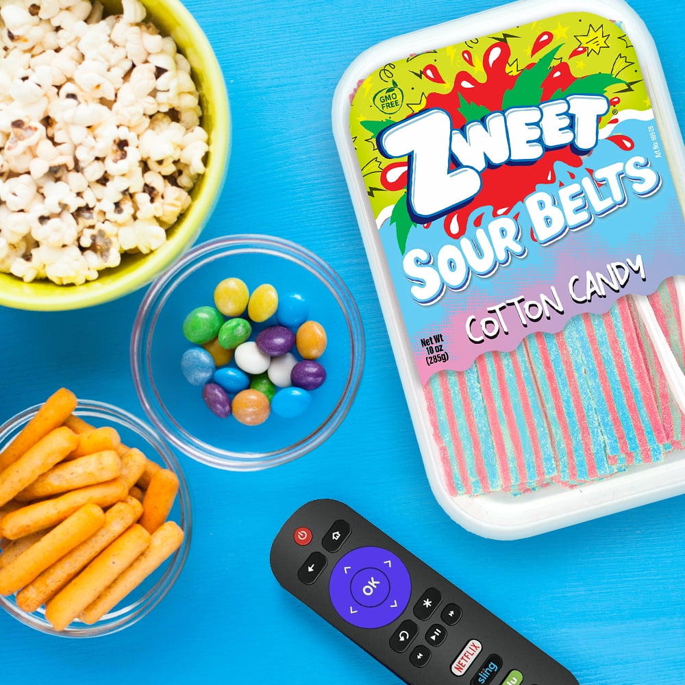 Zweet Sour Belts Licorice Candy, Tasty & Colorful Cotton Candy Licorice Snacks, 10 oz