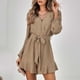 thumbnail image 5 of Moda mujer sexy color sólido hombro manga larga cuello en v vestido regular Fridja  yut4932, 5 of 8