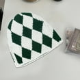 thumbnail image 5 of Wool Knit Cuff Short Fisherman Beanie for Men Women, Winter Warm Hats Geometric Diamond Plaid Woolen Bowler Hat, 5 of 5