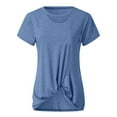 thumbnail image 3 of Pompotops T-Shirt Décontracté Col Rond pour Femmes Pull Slim Uni Manches Courtes T-Shirt Tops, 3 of 5