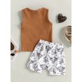 thumbnail image 4 of Western Baby Boy Clothes 6M 12M 18M 24M 3Y Cow Print Sleeveless Tank Top T-Shirt Solid Shorts Set 2PCS Toddler Cowboy Outfit, 4 of 9