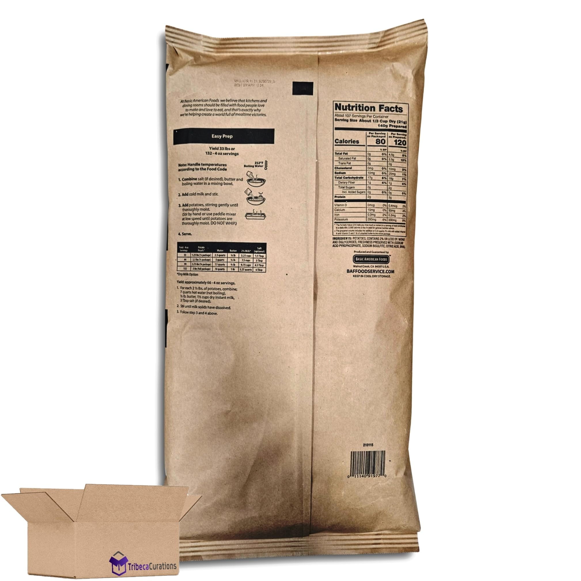 Instant Mashed Potatoes Classic Flakes Value Pack |  5 Pound Bulk Bag