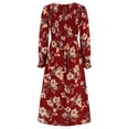 thumbnail image 3 of GXFC Women Wrap Midi Dress Vintage Long Sleeve Flower Print Flowy Dress, 3 of 8