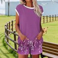 thumbnail image 2 of TaTaai Women's Random Print Lounge Set 2025 Summer Short Sleeve Round Neck Top and Shorts with Pockets Tie Side Casual Home Daily Gift, 2 of 6