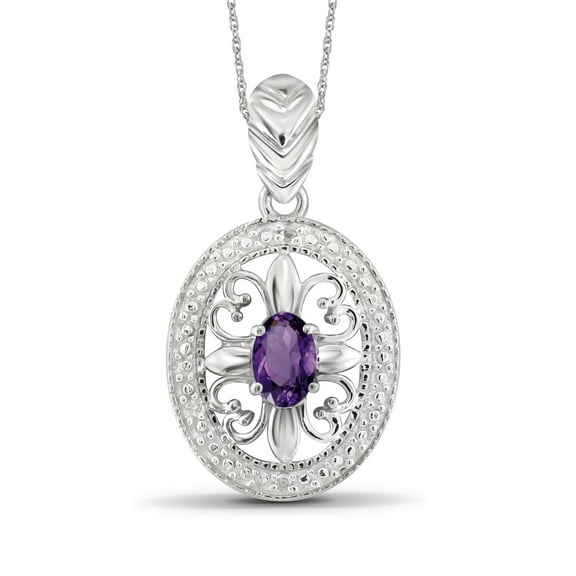 0.42 Carat T.G.W. Amethyst Gemstone and White Diamond Accent Pendant