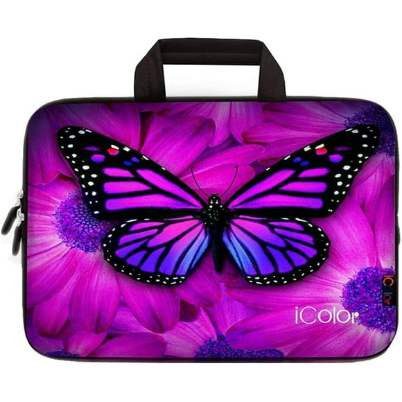 iColor Violet Papillon 11.6 12 12.1 12,2 Pouces Pochette pour Ordinateur Portable Sac de Protection Pochette avec Poignée IHB12-05