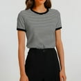 thumbnail image 1 of LOVZFMLL Hauts d'Été pour Femmes Été à Rayures Colorblock Manches Courtes Col Rond Haut/chemise, 1 of 4
