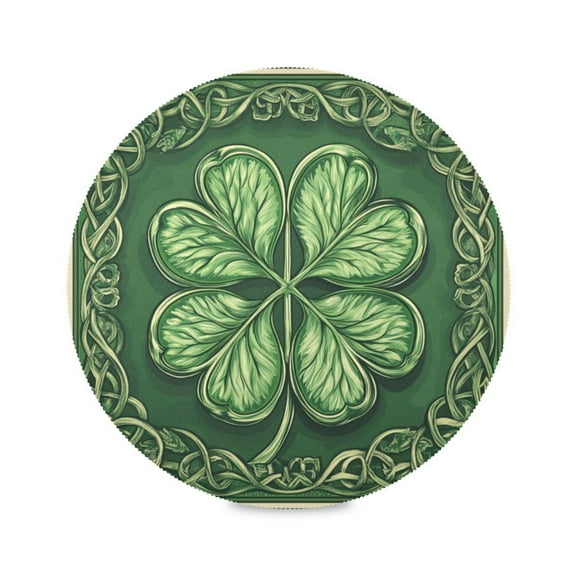 WOBOGO Four Leaves Clover Round Placemats Set of 6 Heat Resistant Washable Kitchen Table Decorations 15.4in