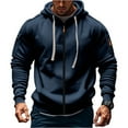 thumbnail image 2 of Men's Zip-Up Hoodie with Embroidered Badge Pocket, Casual Pullover Sweatshirt for Outdoor Sports & Daily Wear, Cargo Style Military Tactical Jacket, Vintage Workout Running Active Hoodie with Pockets, 2 of 3
