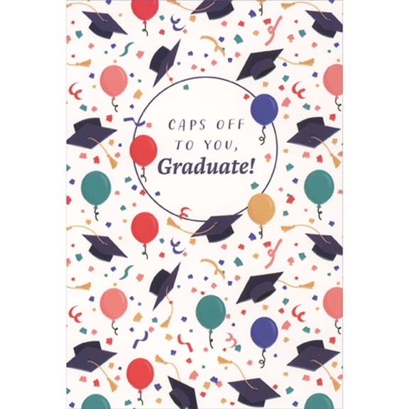 Pictura Caps Off to You, Graduate: Floating Caps, Balloons and Confetti Graduation Card