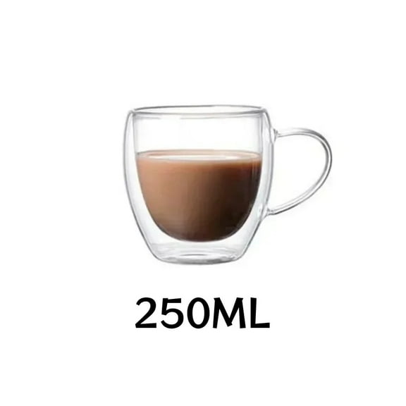 1/2/4Pcs 150/250ml Transparent Glass Coffee Cup with Handle Double-layer Heat Insulation Juice Milk Mug Water Cups Lover Gift