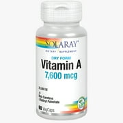 Solaray Dry Form Vitamin A 25,000 IU | Healthy Skin & Eyes, Antioxidant Activity & Immune System Function | 60 VegCaps