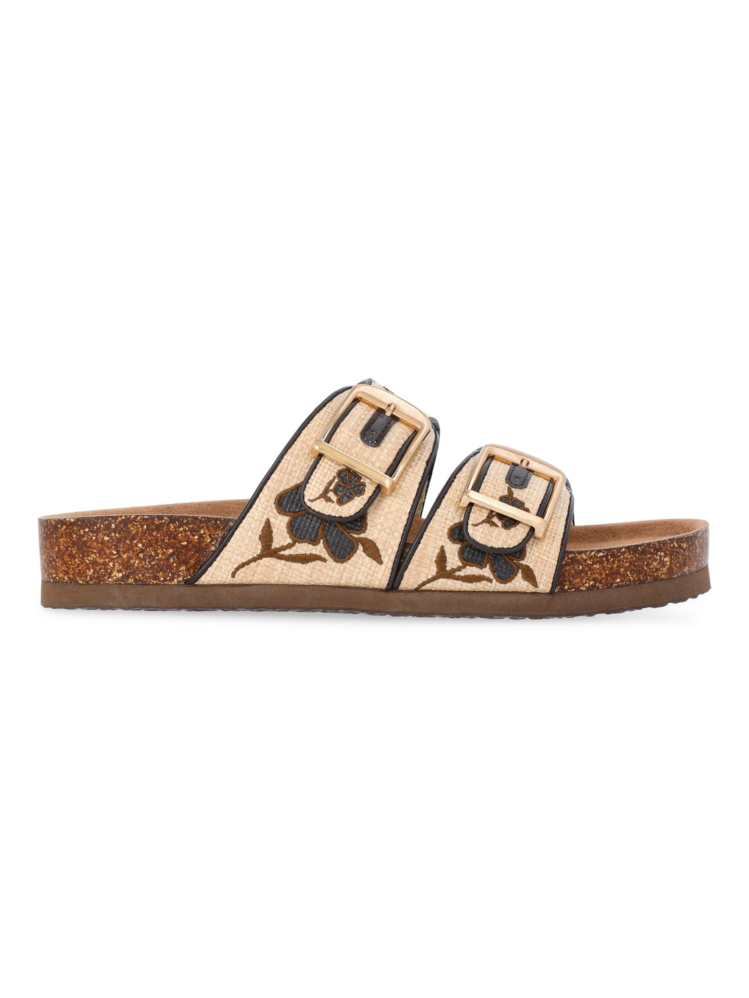 Time and Tru Women's Footbed Slide Sandals (Wide Width Available)