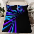 thumbnail image 1 of Erosebridal Futuristic Abstract Fitted Sheet Set Full, Neon Gradient Bedding Full Size, Hippie Striped Decor（No Top Sheet）, 1 of 6