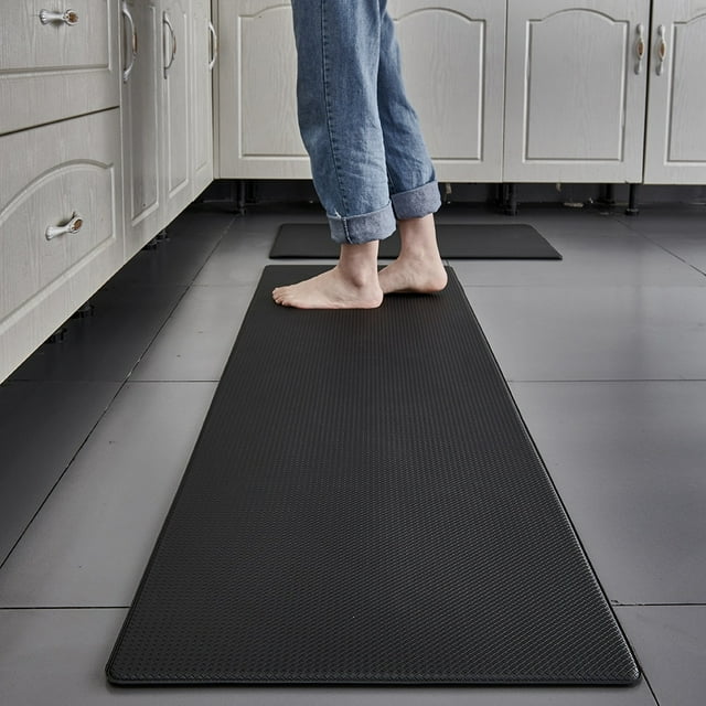 PVC Washable Kitchen Mat Gray Vinyl Non-slip Carpet Waterproof Oilproof Long Rug For Floor Balcony Laundry Room Entrance Doormat Home Decor