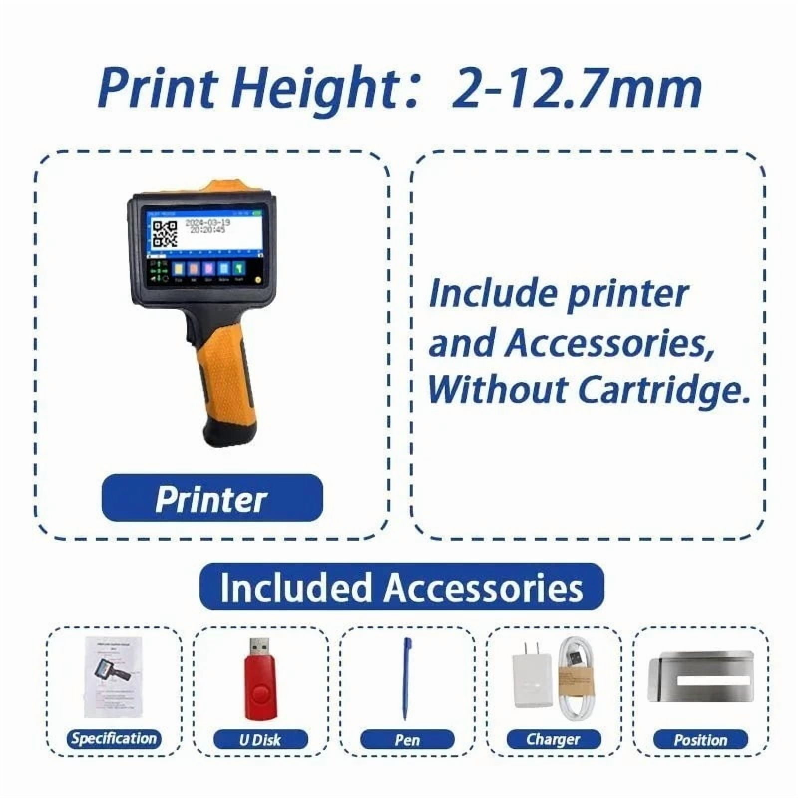 12.7mm Multi-Languages Printer Text QR Barcode Batch Number Logo Date Label Printer Handheld ,Fast-Drying Ink with Crisp Output