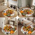 thumbnail image 5 of Thanksgiving Pumpkins Round Area Rug 4Ft Washable Circle Rugs for Bedroom Dining Room, Fall Sunflowers Maple Farm Barrel Non-Slip Carpet Floor Mats Indoor Outdoor Carpet Runner Aesthetic Home Decor, 5 of 8