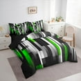thumbnail image 3 of Manfei Black Green Gray Twin Bedding Sets 7pcs, Modern Gradient Stripe Bedding Comforter Set, Contemporary Geometric Sheet Sets, Lightweight Room Decor, 3 of 8
