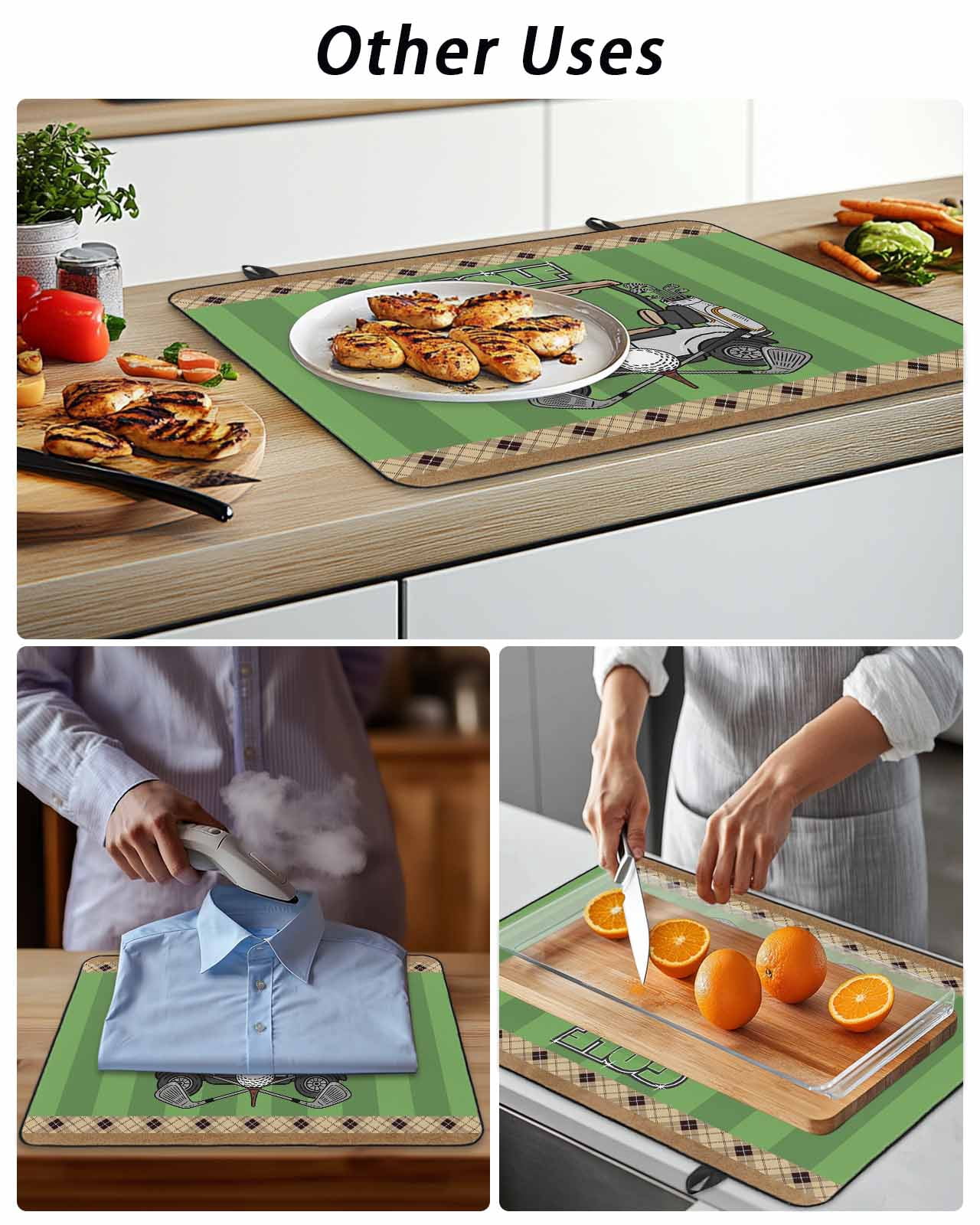 Stove Top Covers for Electric Stove, Golf Balls Glass Stovetop Cover Protector, Green Sports Art Truck Brown Lattice Induction Cooktop Protector Oven Mat for Kitchen Countertop 24"x21"