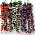thumbnail image 2 of 2Pcs Artificial Small Lily Flower Rattan Wedding Home Wall Hanging Decoration, 2 of 7