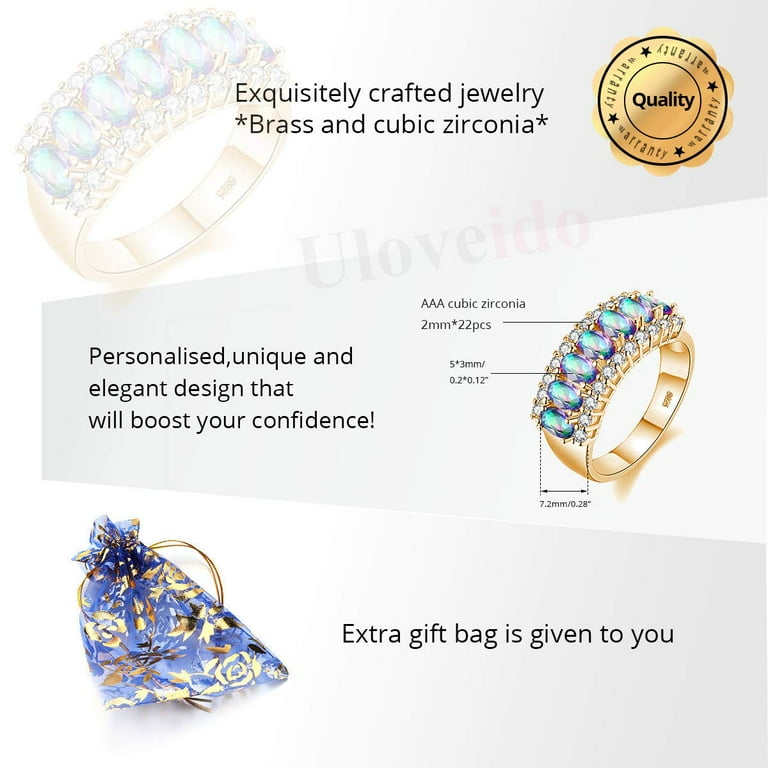 Uloveido pcs Oval Shaped Rainbow Cubic Zirconia Stone Eternity