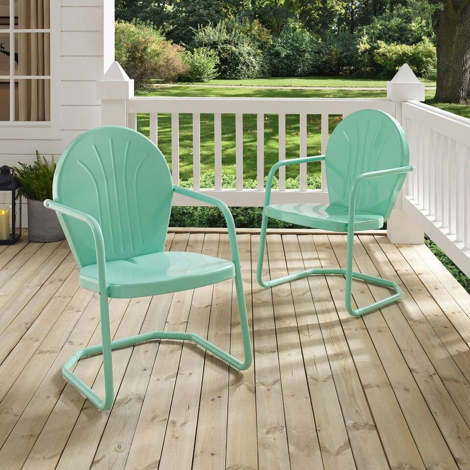 Crosley Furniture Griffith Metal Outdoor Patio Chair in Aqua