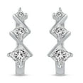 thumbnail image 3 of 1 1/5 Carat tw Cubic Zirconia Three Stone Princess Cut Hoop Huggies Earrings in 925 Sterling Silver Jewelry, 3 of 5