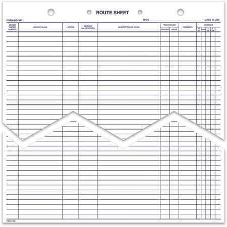 Route Sheets/Appointments - Form #RS-547