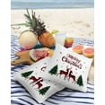 thumbnail image 3 of Pack of 2 Outdoor Pillow Covers, Christmas Red Plaid Elk Tree Christmas Reindeer Waterproof Square Throw Pillowcase Cushion Decorative Pillow Covers for Couch Patio Tent, 26x26 in, 3 of 6