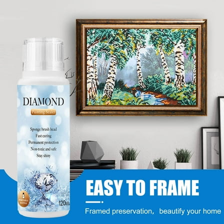 Diamond Art Painting Sealer – 120ML Pack, 5D Art Glue with Sponge, Fast Drying, Prevents Falling Off, Perfect for Sealing and Protecting Diamond Art Paintings