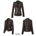 thumbnail image 3 of Fall Jacket Women Floral Embroidery Faux Leather Punk Moto Biker Zip Up Lapel Slim Winter Clothes, 3 of 6