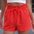thumbnail image 4 of USSUMA Up to 50% off Plus Size Shorts Solid Color Drawstring Elastic Mid Waist Loose BreAthable Straight Lounging with Pocket Active Shorts Modern Fit Shorts for Women for Gym Red L, 4 of 5