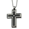 Chisel SRN122-24 Stainless Steel Black Carbon Fiber Inlay 0.01 CT Diamond Accent Cross Necklace - Size 24