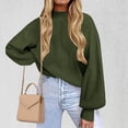 thumbnail image 2 of Womens Knitted Mock Neck Sweater Lantern Long Sleeve Plain Pullover Tops for Fall Winter Casual Clothes Loose Fit (Large, Army Green), 2 of 6