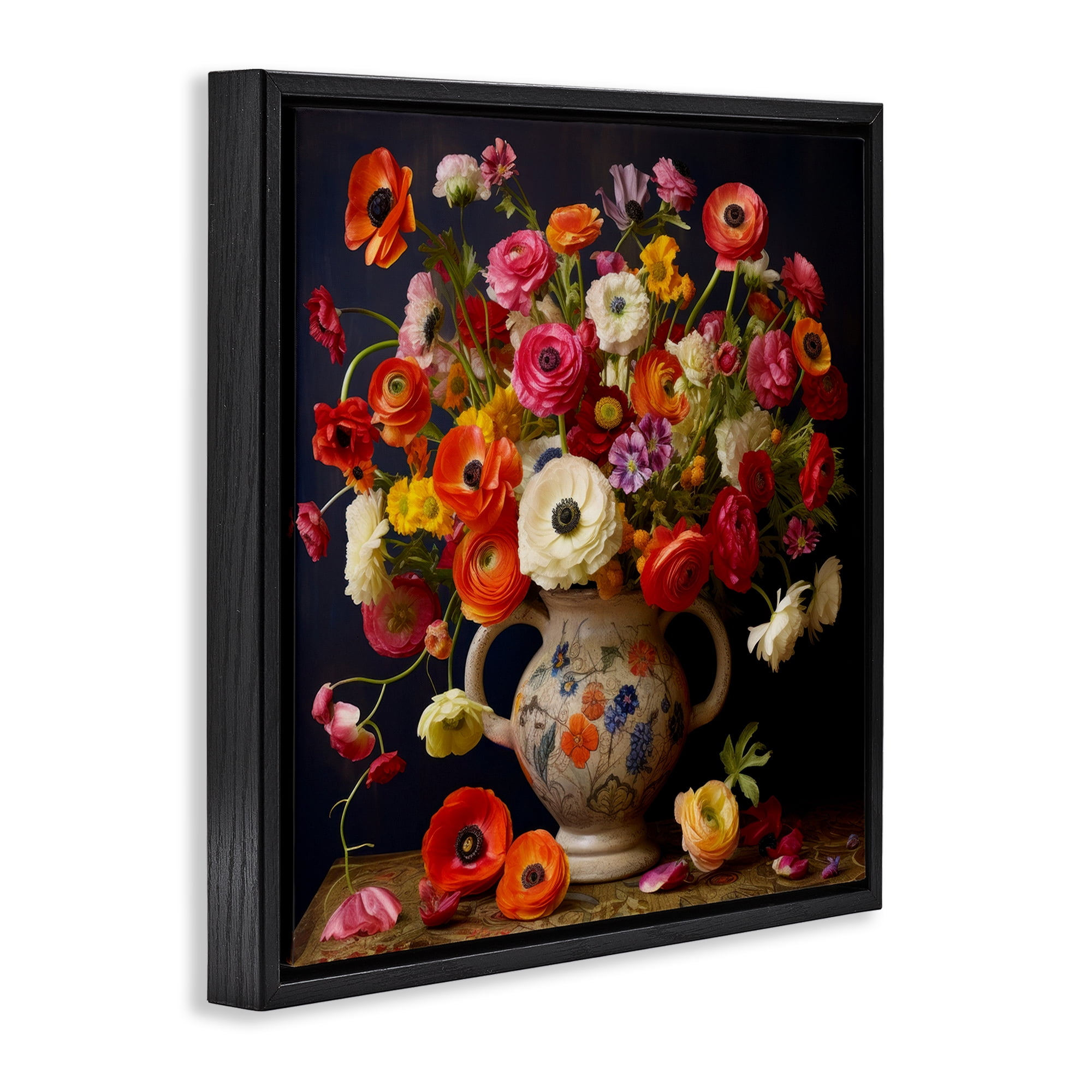 Stupell Industries Harmonious Bouquet Composition Black Framed Floater Canvas Wall Art, design by Lazar Studio
