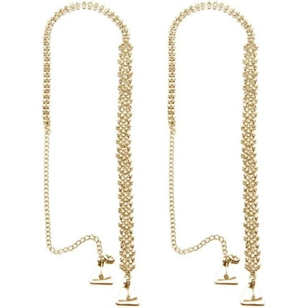 QIUYIDP 1 Pair Rhinestone Adjustable Bra Shoulder Straps Invisible Anti-Skid Underwear Strap Bling Crystal Bridal Wedding Bra Straps Removable Party Dress Lingerie Straps (Gold)