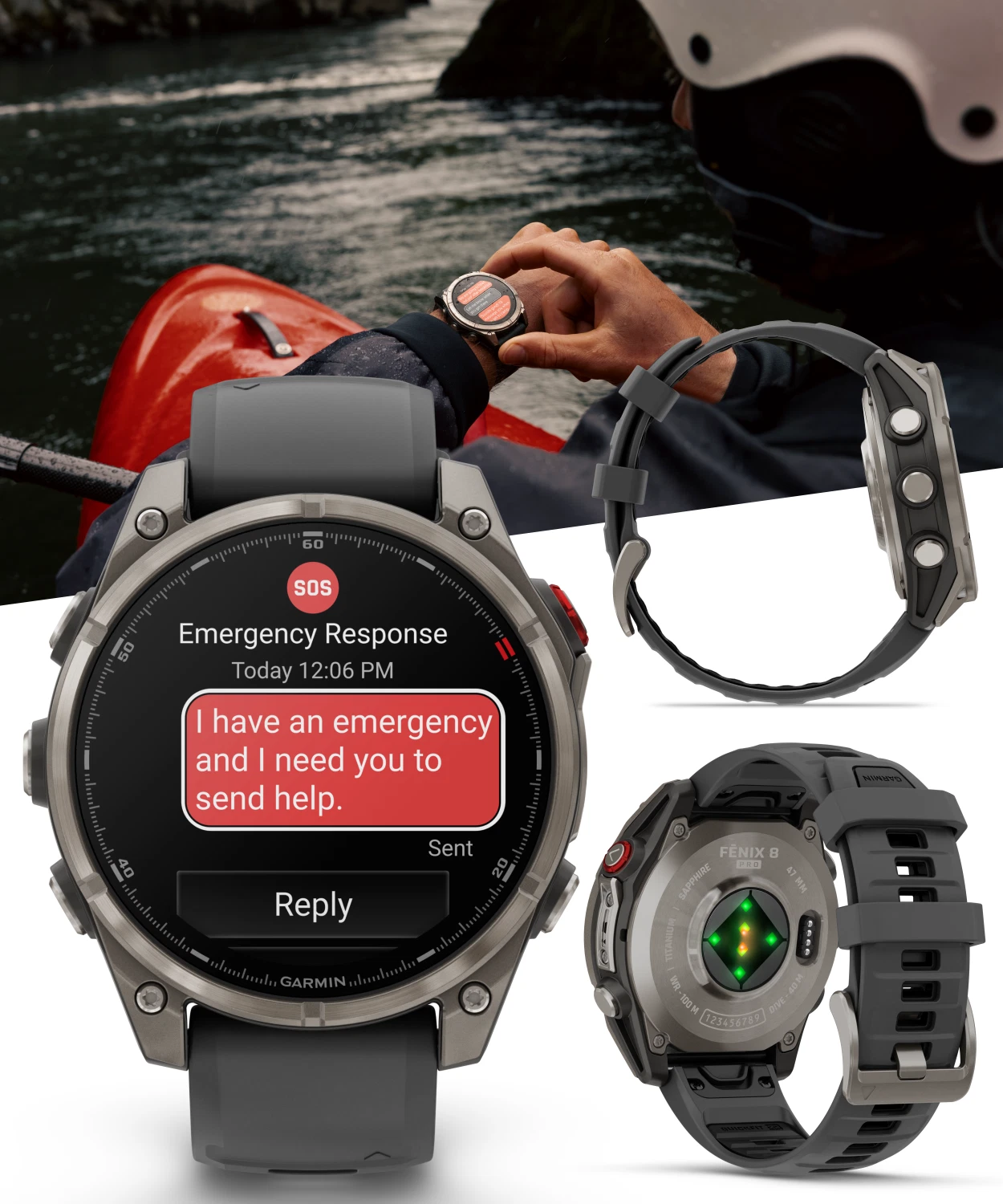 Garmin Fenix 8 Pro - 47mm AMOLED Sapphire Premium Connected Multisport GPS Smartwatch, inReach, Titanium & Graphite/Black Silicone Band w/ Wearable4U Black Earbuds Bundle