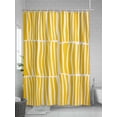 thumbnail image 5 of Yellow Striped Long Shower Curtain Set, Waterproof Shower Curtains for Bathroom, Modern Geometric Abstract Retro Washable Fabric Cloth Bath Curtain for Bathtub Decoration with Hooks 72x84 Inches, 5 of 6